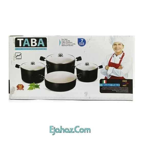 سرویس پخت و پز قابلمه تفلون 7 پارچه تابا کد 104