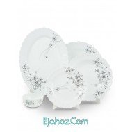 سرویس غذاخوری آرکوپال مقصود 25 پارچه آیروپال  طرح رکسانا سفید مشکی گرد