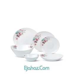 سرویس آرکوپال مقصود 26 پارچه داماس سینوهه صورتی خاکستری بیضی