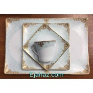 سرویس غذاخوری 12 نفره 101 پارچه چینی پردیس کاشان قالب ونوس دلارام فیروزه ای 276i