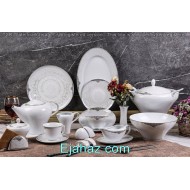 سرویس غذاخوری 12 نفره 104 پارچه چینی پردیس کاشان قالب رومنس سورنتو پلاتین 240A