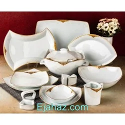 سرویس غذاخوری 6 نفره 30 پارچه چینی پردیس کاشان قالب پاریس سوناتا طلایی 2009B