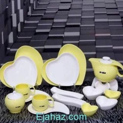 صبحانه خوری سرامیکی لاو  آیسرام 19 پارچه زرد سفید