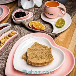 صبحانه خوری سرامیکی لاو  آیسرام 19 پارچه صورتی سفید