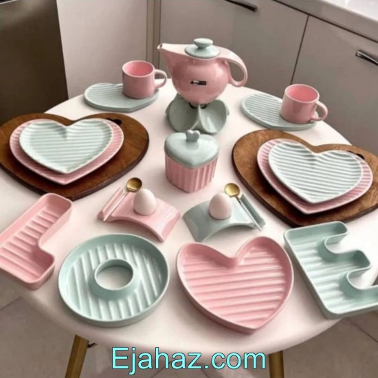 صبحانه خوری سرامیکی لاو برجسته آیسرام 19 پارچه سبز صورتی صبحانه خوری سرامیکی لاو برجسته آیسرام 19 پارچه سبز صورتی