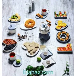 صبحانه خوری سرامیکی لاو برجسته آیسرام 19 پارچه طوسی سفید