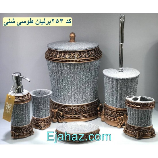 سرویس بهداشتی رزین 6 پارچه 253 برلیان طوسی شنی سرویس بهداشتی رزین 6 پارچه 253 برلیان طوسی شنی