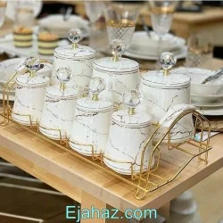 پاسماوری 7 پارچه سرامیکی ماربل درب الماسی سفید