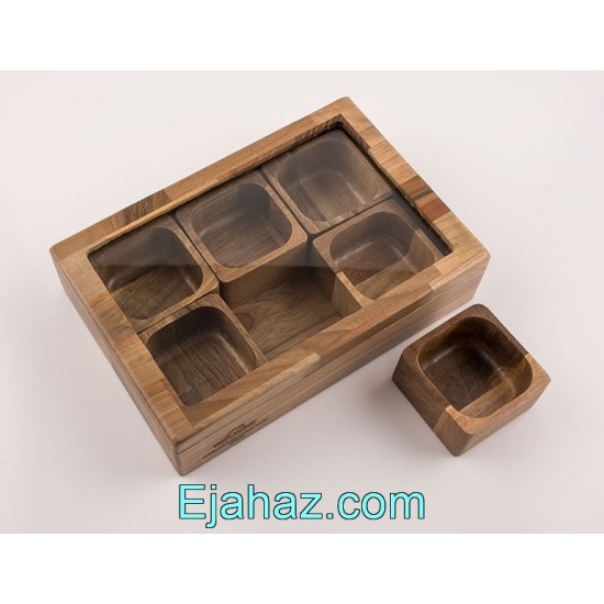 جا ادویه چوبی آماهوم محفظه دار 6 تایی جا ادویه چوبی آماهوم محفظه دار 6 تایی