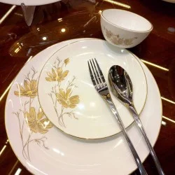 سرویس آرکوپال مقصود 26 پارچه گرد لب طلا ژالین کرم