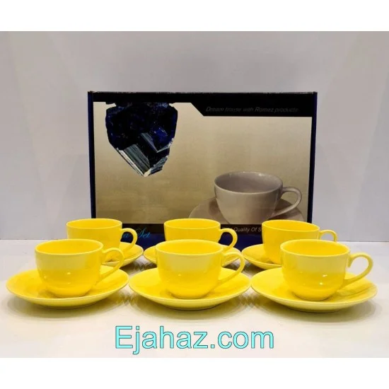 چای خوری رنگی سرامیکی زرد 12 پارچه