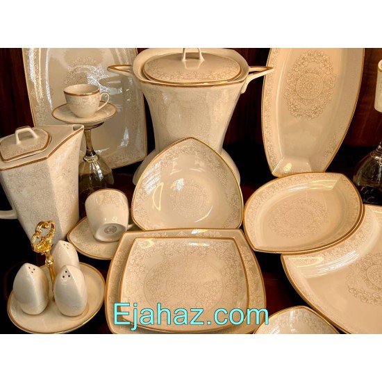 سرویس چینی پردیس ایزابل نیو بن چاینا ساندرا طلایی 96 پارچه سرویس چینی پردیس ایزابل نیو بن چاینا ساندرا طلایی 96 پارچه