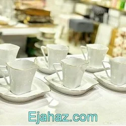 فنجان چای خوری برگی لب طلا چینی مقصود 12 پارچه