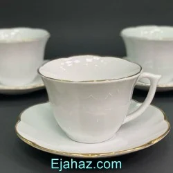فنجان چای خوری چینی مقصود نیلوفری لب طلا 12 پارچه