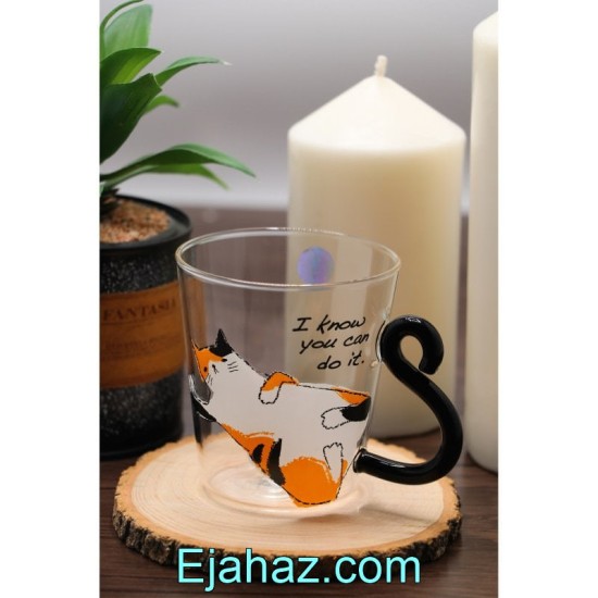لیوان پیرکس بی وی کی 316005 دو عددی طرح گربه لیوان پیرکس بی وی کی 326123 دو عددی دسته رنگی