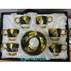 سرویس قهوه خوری 12 پارچه چینی طاووس مشکی