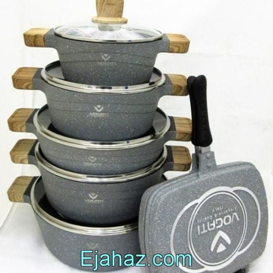 سرویس قابلمه گرانیتی وگاتی 12 پارچه طوسی سرویس قابلمه گرانیتی وگاتی 12 پارچه طوسی