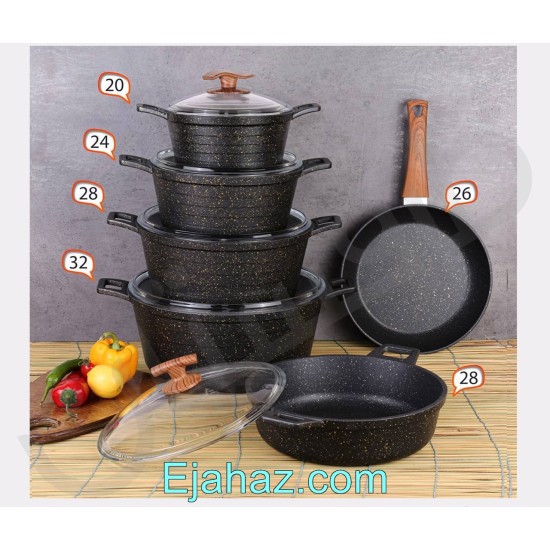 سرویس قابلمه گرانیتی بیزیم 11 پارچه مشکی سرویس قابلمه گرانیتی بیزیم 11 پارچه مشکی
