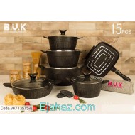 سرویس قابلمه گرانیتی بی وی کی مشکی گرانیتی گرندیول 15 پارچه