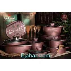 سرویس قابلمه گرانیتی 17 پارچه راکلند رزگلد wave