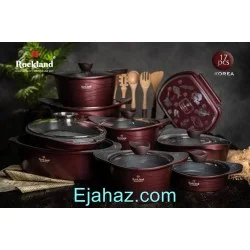 سرویس قابلمه گرانیتی 17 پارچه راکلند زرشکی wave