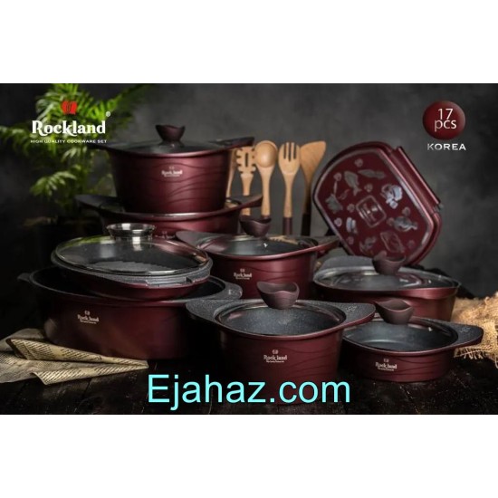 سرویس قابلمه گرانیتی 17 پارچه راکلند زرشکی wave سرویس قابلمه گرانیتی 17 پارچه راکلند زرشکی wave