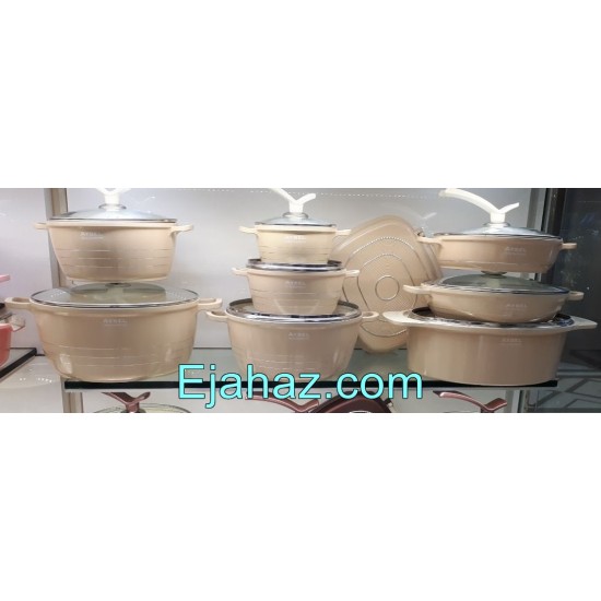 سرویس قابلمه گرانیتی آیسل کرم 22 پارچه آیدا سرویس قابلمه گرانیتی آیسل کرم 22 پارچه آیدا