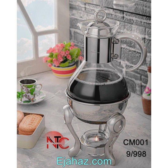 قهوه جوش دسته حلقه ای نگین دار استیل پایه مات قهوه جوش دسته حلقه ای نگین دار استیل پایه مات