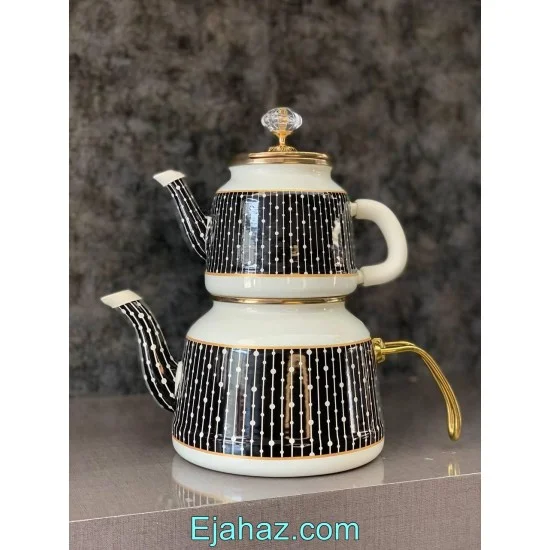کتری قوری لعابی DUFY ترکیه طرح داتس مشکی کتری قوری لعابی DUFY ترکیه طرح داتس مشکی