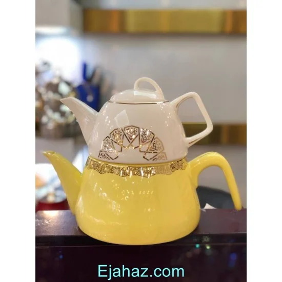 کتری قوری چینی زرد