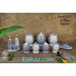 پاسماوری 14 پارچه نارسیس سفید طوسی