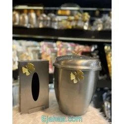 ست سطل و دستمال کاغذی فلزی پروانه