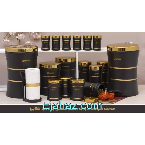 سرویس آشپزخانه دسینی 18 پارچه کلاسیک مشکی درب طلایی سرویس آشپزخانه دسینی 18 پارچه کلاسیک مشکی درب طلایی