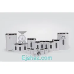 سرویس آشپزخانه اورانوس استوانه ای سفید با درب استیل 18 پارچه