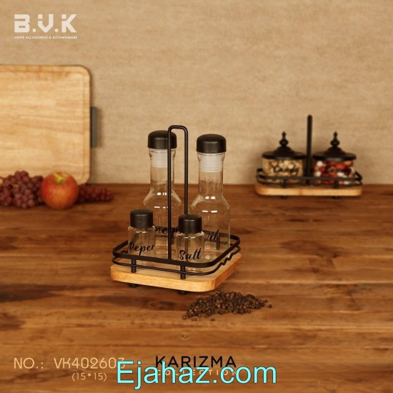 آبلیموخوری و نمکپاش چوبی فلزی بی وی کی 402603 آبلیموخوری و نمکپاش چوبی فلزی بی وی کی 402603