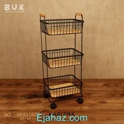 سبد سیب زمینی پیاز چوبی فلزی بی وی کی سه طبقه 401603