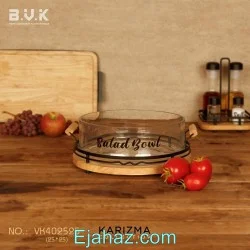 کاسه سالاد چوبی فلزی بی وی کی بزرگ 402525
