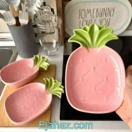 بشقاب تخت سرامیکی آناناس صورتی