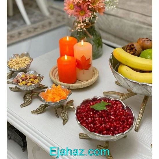 ست پذیرایی لوتوس مات 4 پارچه نقره ای