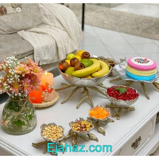 ست پذیرایی لوتوس مات 4 پارچه نقره ای