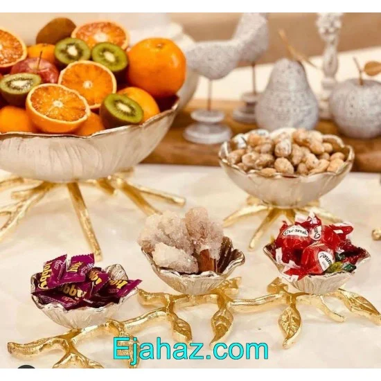 ست پذیرایی لوتوس مات 4 پارچه نقره ای