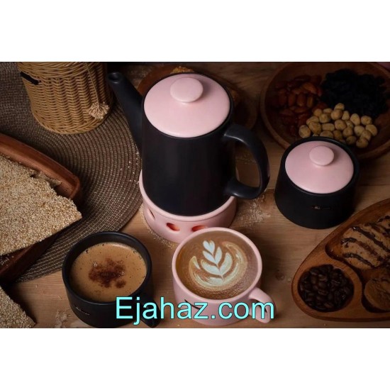 ست چایخوری سرامیکی دو نفره پیزا صورتی طوسی تیره ست چایخوری سرامیکی دو نفره پیزا صورتی طوسی تیره