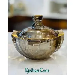 قندان اسکوئر ارغوانی لبه طلای مات