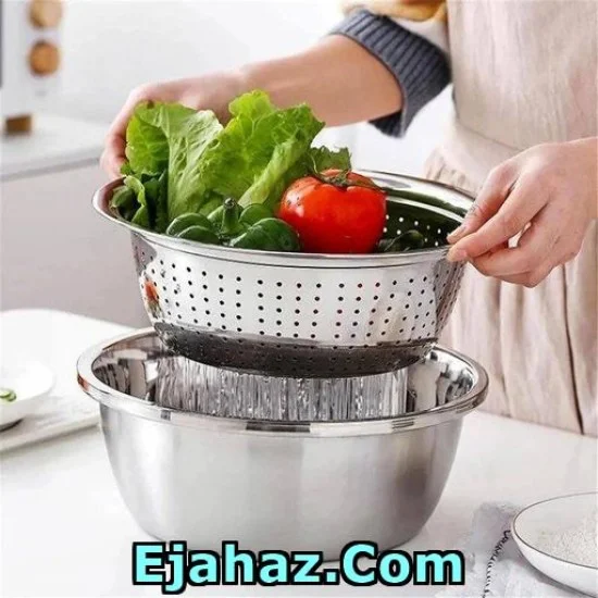 آبکش و لگن و رنده استیل سایز 30