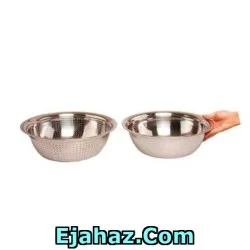 آبکش و لگن استیل یونیک لبه دار سایز 22