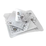 سرویس چینی زرین وینچی شقایق مشکی 6 نفره 29 پارچه عالی