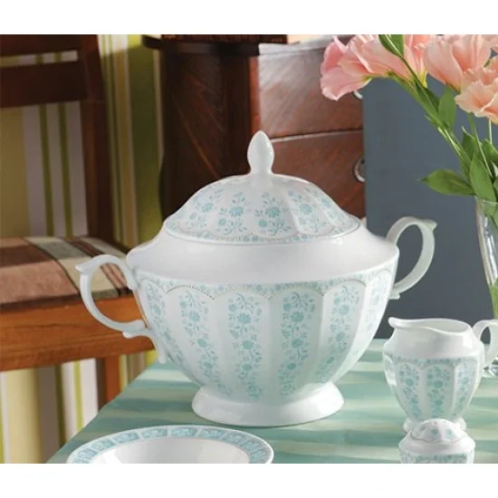 کاسه سوپ خوری چینی زرین نئوکلاسیک آرتمیس فیروزه ای 1 عددی