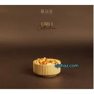 پیاله آجیل خوری سرامیکی بی وی کی شیاردار کرم گرانیتی 1 عددی