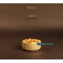 پیاله آجیل خوری سرامیکی بی وی کی شیاردار کرم گرانیتی 1 عددی