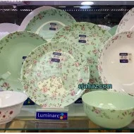 سرویس لومینارک دیوالی سبز 26 پارچه فرانسه طرح صورتی سبز